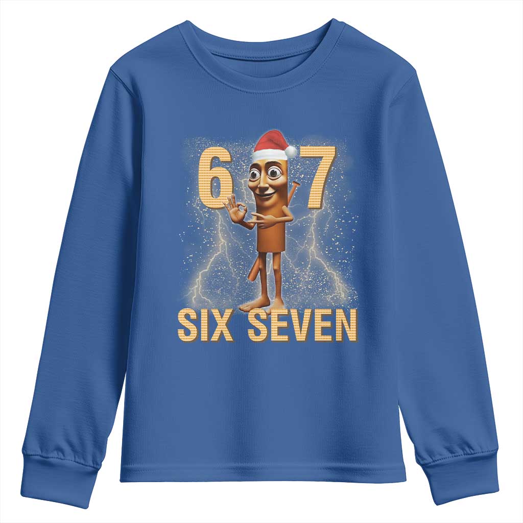 67 Six Seven Italian Brainrot Meme Youth Sweatshirt Funny Tung Tung Tung Sahur Christmas TS14 Royal Blue Print Your Wear