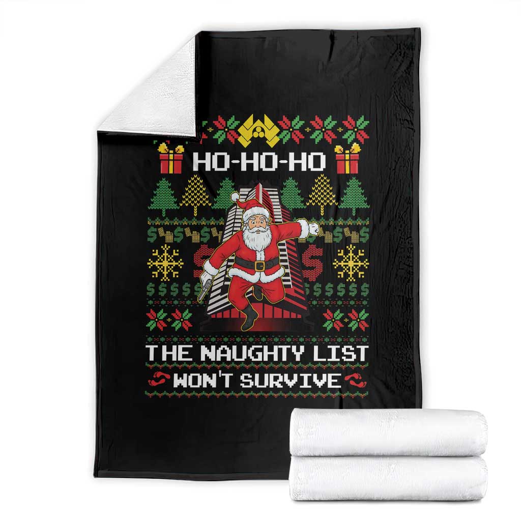 Nakatomi Plaza Christmas Throw Blanket Funny Santa Gun Cosplay Xmas TS14 Black Print Your Wear