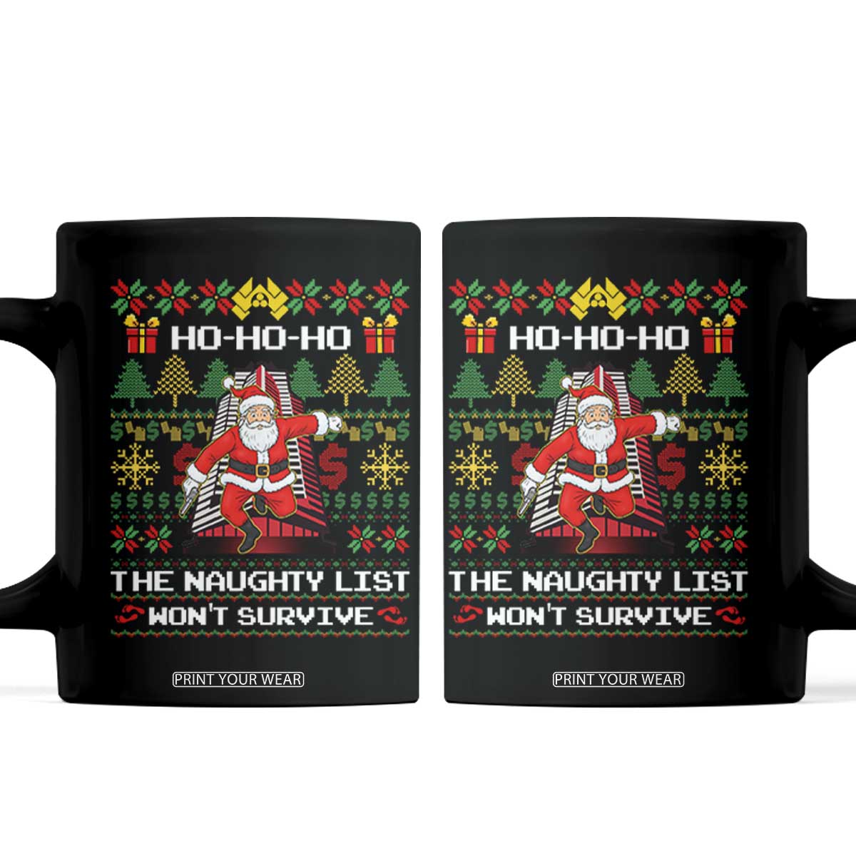 Nakatomi Plaza Christmas Coffee Mug Funny Santa Gun Cosplay Xmas TS14 Black Print Your Wear