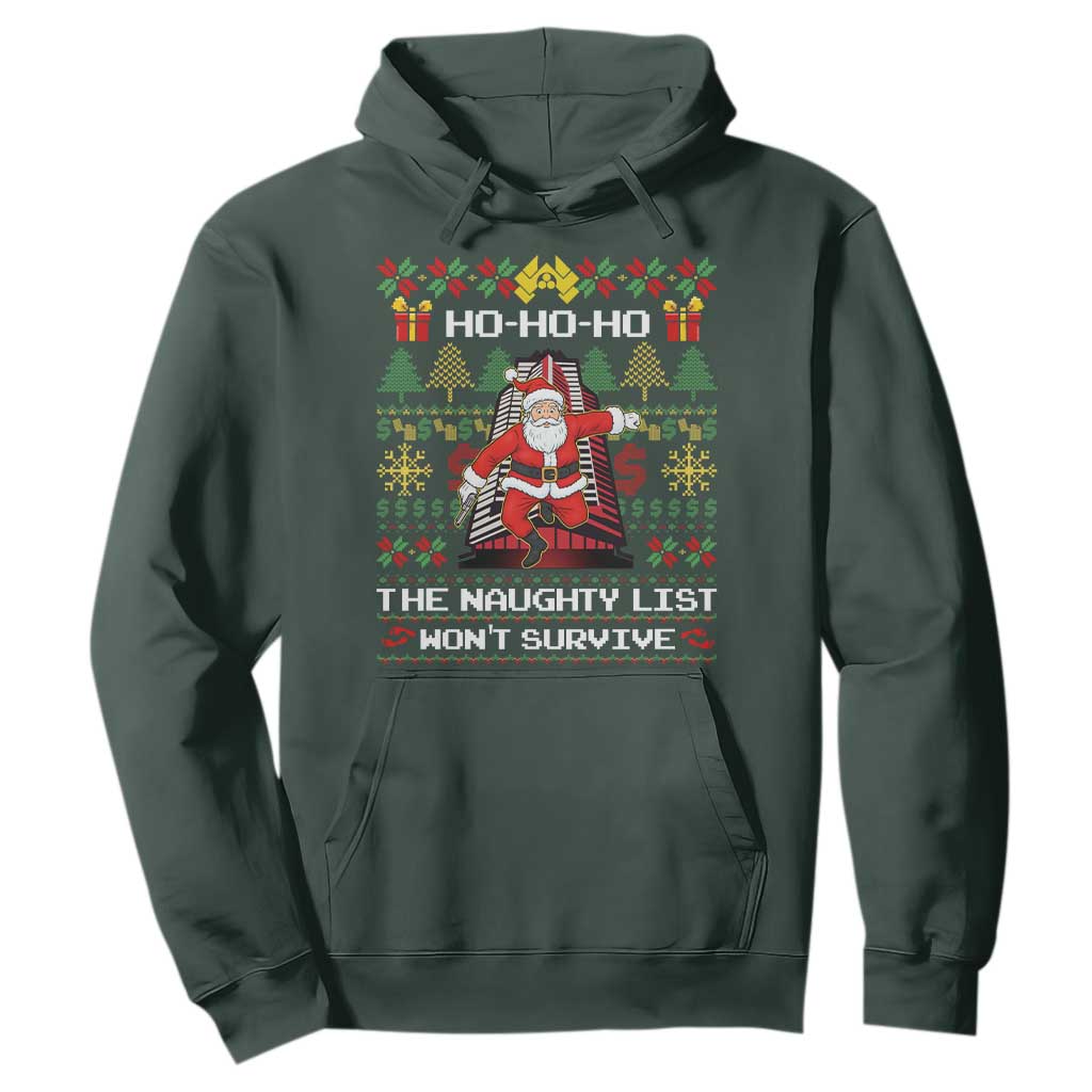 Nakatomi Plaza Christmas Hoodie Funny Santa Gun Cosplay Xmas TS14 Dark Forest Green Print Your Wear