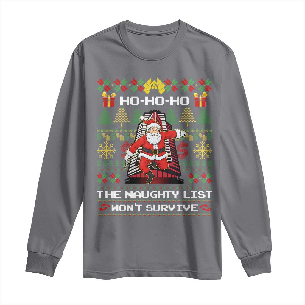 Nakatomi Plaza Christmas Long Sleeve Shirt Funny Santa Gun Cosplay Xmas TS14 Charcoal Print Your Wear