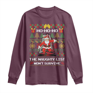 Nakatomi Plaza Christmas Long Sleeve Shirt Funny Santa Gun Cosplay Xmas TS14 Maroon Print Your Wear