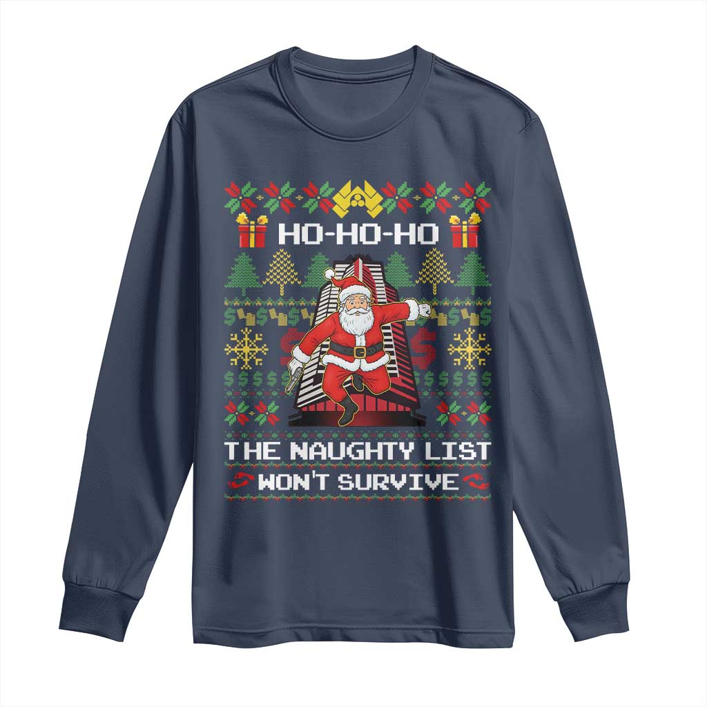 Nakatomi Plaza Christmas Long Sleeve Shirt Funny Santa Gun Cosplay Xmas TS14 Navy Print Your Wear