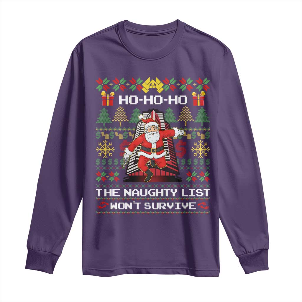 Nakatomi Plaza Christmas Long Sleeve Shirt Funny Santa Gun Cosplay Xmas TS14 Purple Print Your Wear