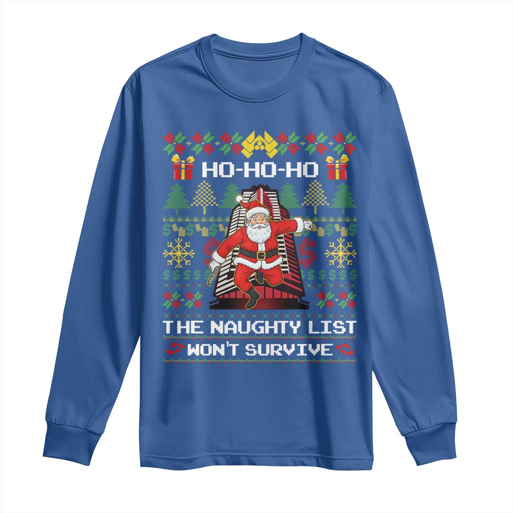 Nakatomi Plaza Christmas Long Sleeve Shirt Funny Santa Gun Cosplay Xmas TS14 Royal Blue Print Your Wear