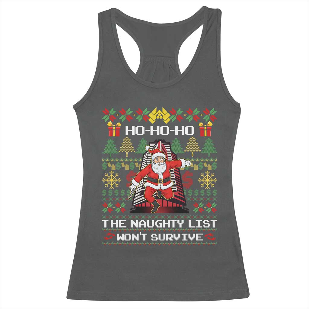 Nakatomi Plaza Christmas Racerback Tank Top Funny Santa Gun Cosplay Xmas TS14 Dark Heather Print Your Wear
