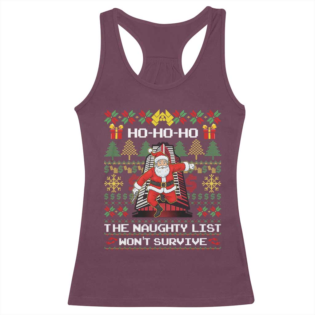 Nakatomi Plaza Christmas Racerback Tank Top Funny Santa Gun Cosplay Xmas TS14 Maroon Print Your Wear