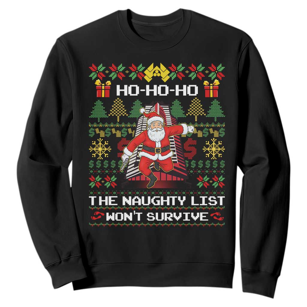 Nakatomi Plaza Christmas Sweatshirt Funny Santa Gun Cosplay Xmas TS14 Black Print Your Wear