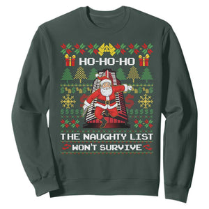 Nakatomi Plaza Christmas Sweatshirt Funny Santa Gun Cosplay Xmas TS14 Dark Forest Green Print Your Wear