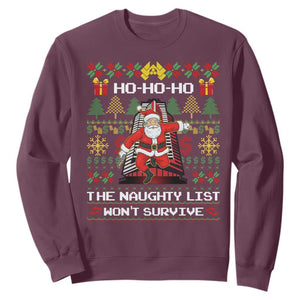 Nakatomi Plaza Christmas Sweatshirt Funny Santa Gun Cosplay Xmas TS14 Maroon Print Your Wear