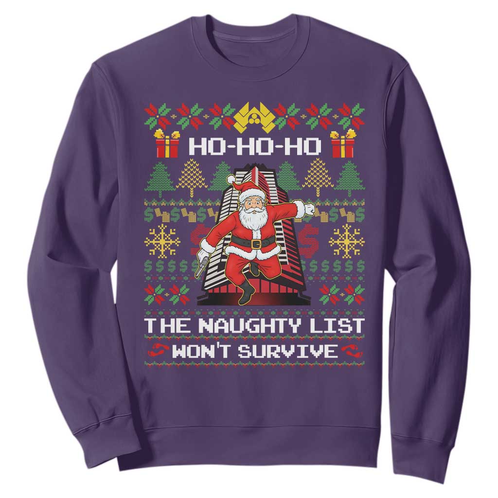 Nakatomi Plaza Christmas Sweatshirt Funny Santa Gun Cosplay Xmas TS14 Purple Print Your Wear