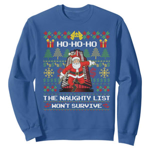 Nakatomi Plaza Christmas Sweatshirt Funny Santa Gun Cosplay Xmas TS14 Royal Blue Print Your Wear