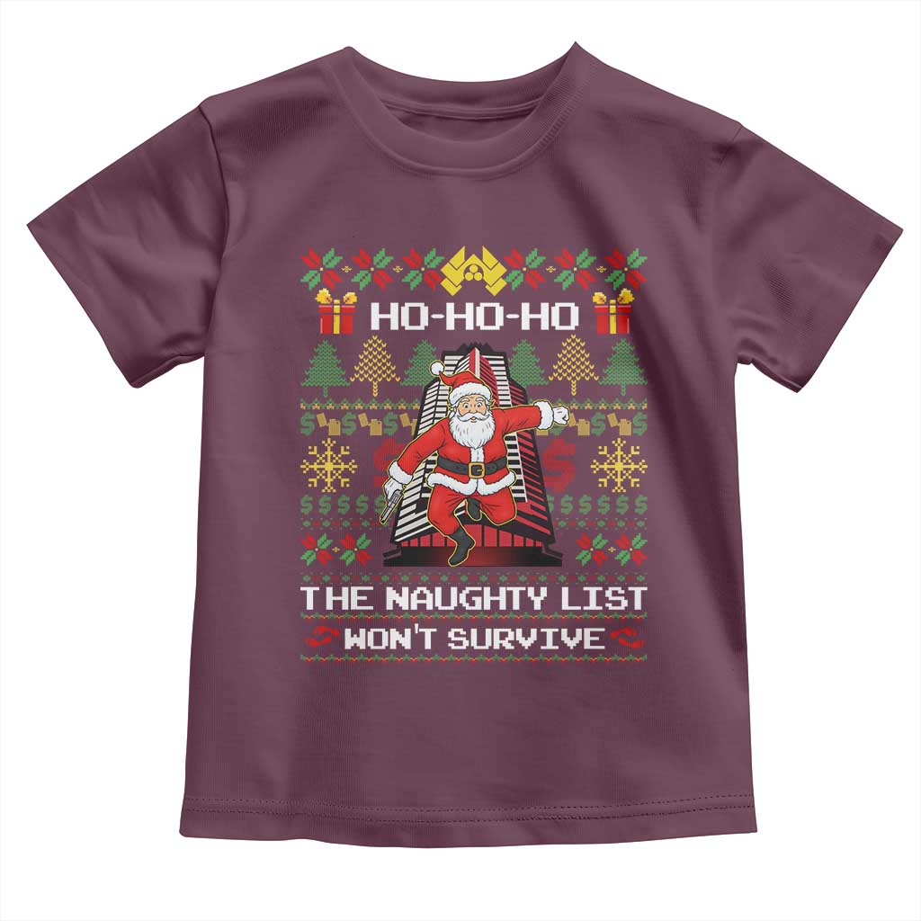 Nakatomi Plaza Christmas Toddler T Shirt Funny Santa Gun Cosplay Xmas TS14 Maroon Print Your Wear