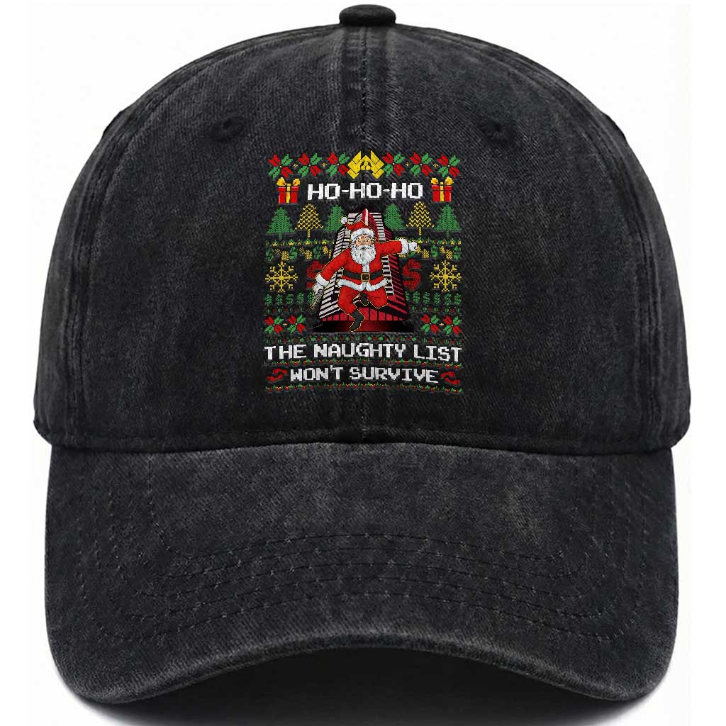 Nakatomi Plaza Christmas Washed Cotton Baseball Cap Funny Santa Gun Cosplay Xmas TS14 Washed Cap Universal Fit Black Print Your Wear