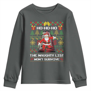 Nakatomi Plaza Christmas Youth Sweatshirt Funny Santa Gun Cosplay Xmas TS14 Dark Heather Print Your Wear