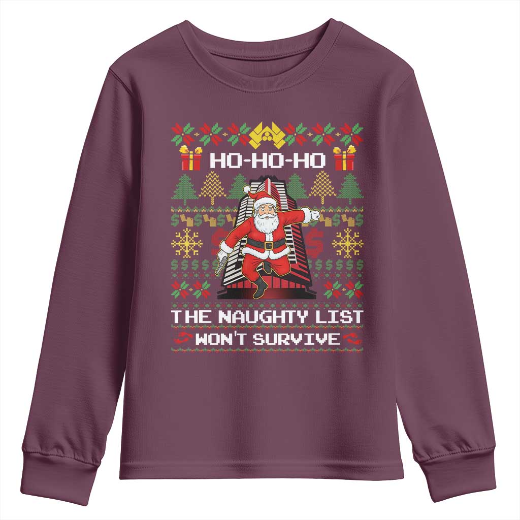 Nakatomi Plaza Christmas Youth Sweatshirt Funny Santa Gun Cosplay Xmas TS14 Maroon Print Your Wear