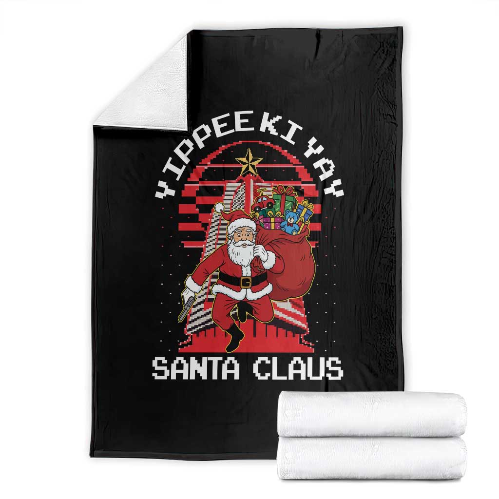 Nakatomi Plaza Christmas Throw Blanket Yippee Ki Yay Santa Claus TS14 Black Print Your Wear