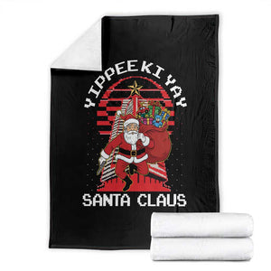 Nakatomi Plaza Christmas Throw Blanket Yippee Ki Yay Santa Claus TS14 Black Print Your Wear