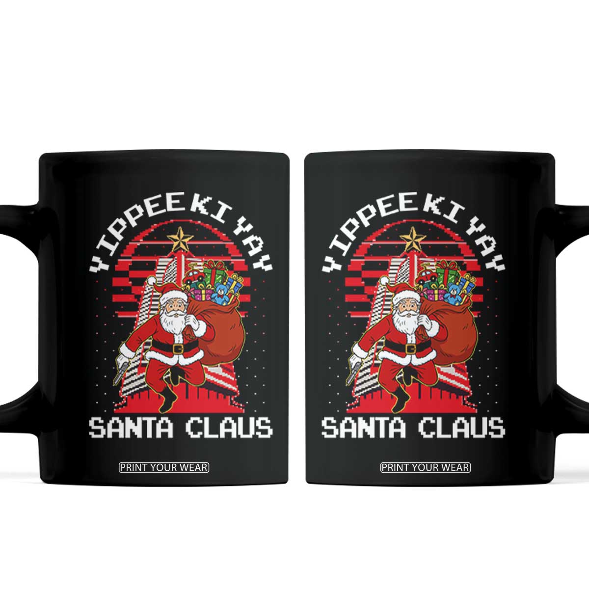 Nakatomi Plaza Christmas Coffee Mug Yippee Ki Yay Santa Claus TS14 Black Print Your Wear