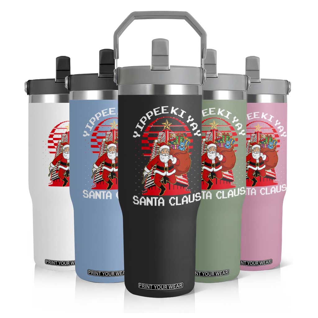 Nakatomi Plaza Christmas Flip Straw Tumbler Yippee Ki Yay Santa Claus TS14 Print Your Wear