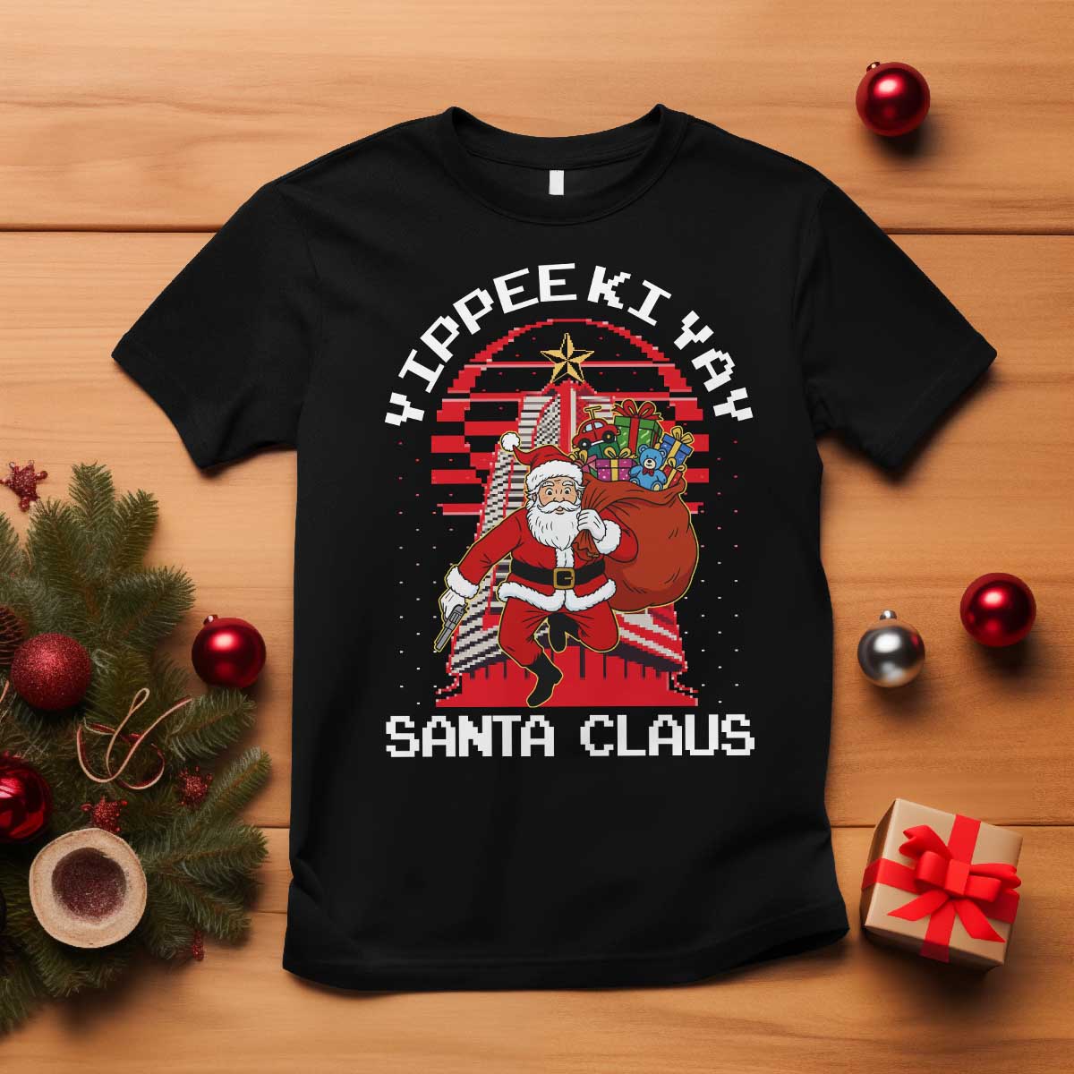 Nakatomi Plaza Christmas T Shirt Yippee Ki Yay Santa Claus TS14 Black Print Your Wear