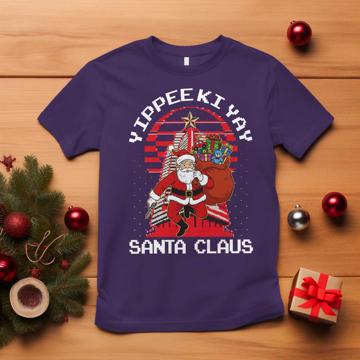 Nakatomi Plaza Christmas T Shirt Yippee Ki Yay Santa Claus TS14 Purple Print Your Wear