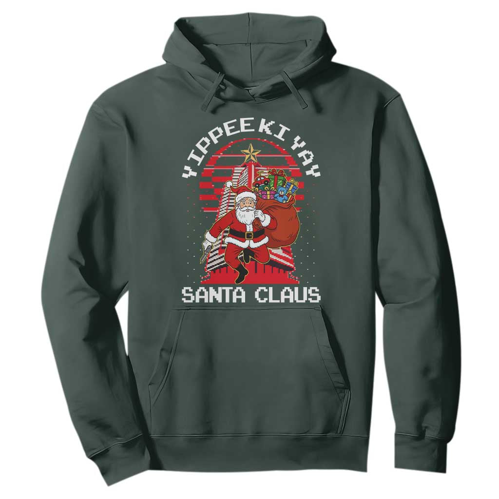 Nakatomi Plaza Christmas Hoodie Yippee Ki Yay Santa Claus TS14 Dark Forest Green Print Your Wear
