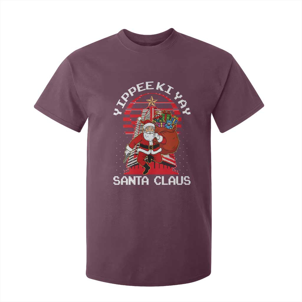 Nakatomi Plaza Christmas T Shirt For Kid Yippee Ki Yay Santa Claus TS14 Maroon Print Your Wear