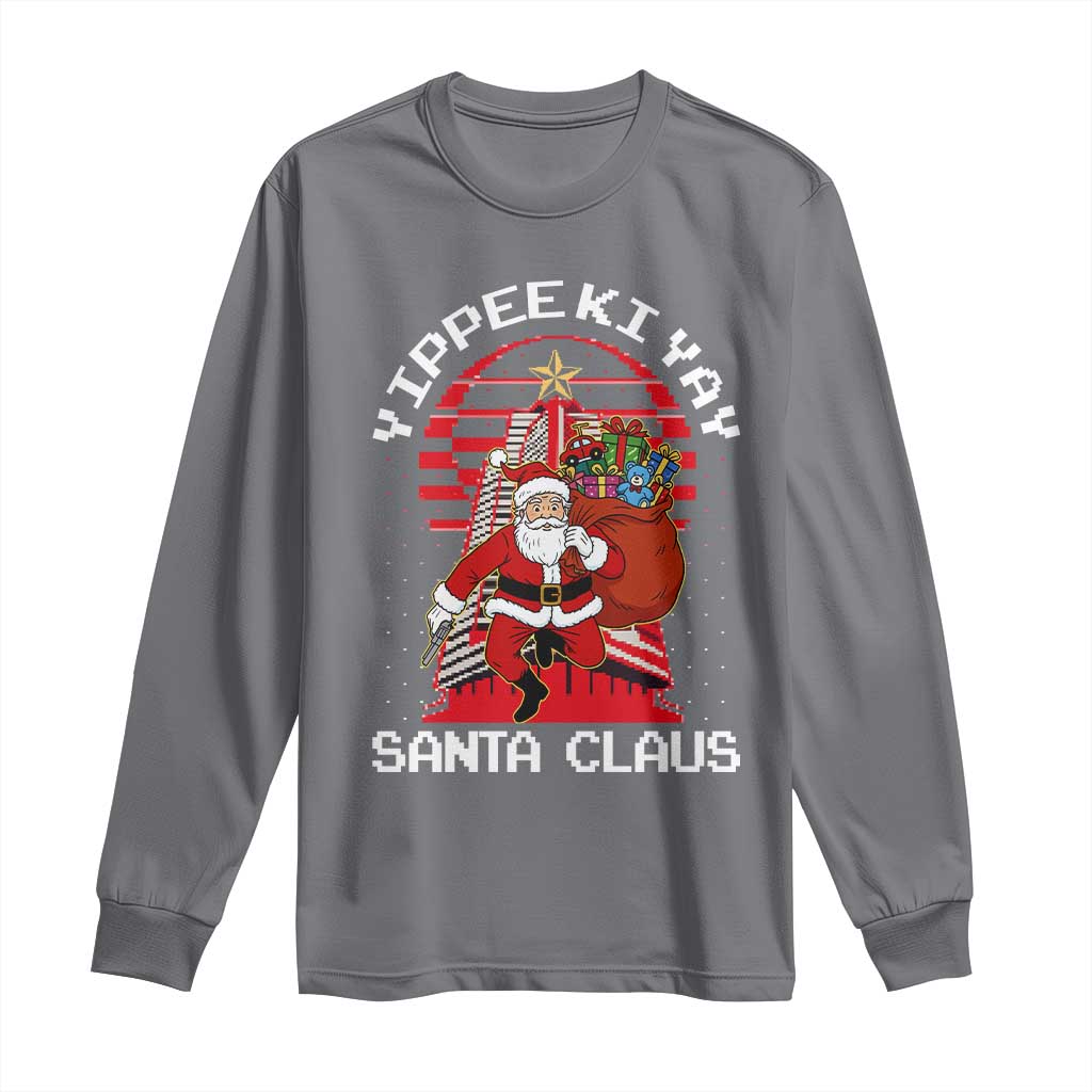 Nakatomi Plaza Christmas Long Sleeve Shirt Yippee Ki Yay Santa Claus TS14 Charcoal Print Your Wear