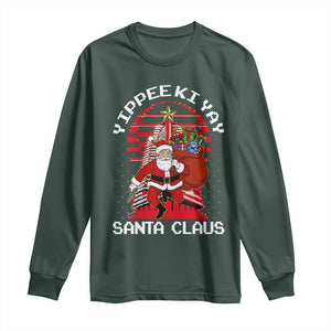 Nakatomi Plaza Christmas Long Sleeve Shirt Yippee Ki Yay Santa Claus TS14 Dark Forest Green Print Your Wear