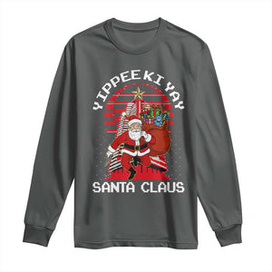 Nakatomi Plaza Christmas Long Sleeve Shirt Yippee Ki Yay Santa Claus TS14 Dark Heather Print Your Wear