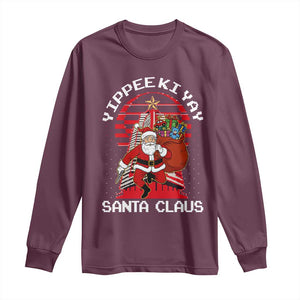 Nakatomi Plaza Christmas Long Sleeve Shirt Yippee Ki Yay Santa Claus TS14 Maroon Print Your Wear
