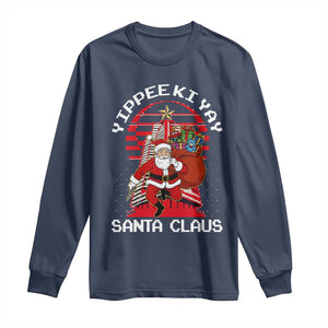 Nakatomi Plaza Christmas Long Sleeve Shirt Yippee Ki Yay Santa Claus TS14 Navy Print Your Wear