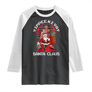 Nakatomi Plaza Christmas Raglan Shirt Yippee Ki Yay Santa Claus TS14 Black White Print Your Wear