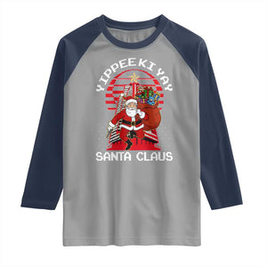 Nakatomi Plaza Christmas Raglan Shirt Yippee Ki Yay Santa Claus TS14 Sport Gray Navy Print Your Wear