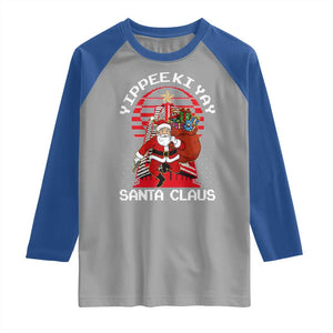 Nakatomi Plaza Christmas Raglan Shirt Yippee Ki Yay Santa Claus TS14 Sport Gray Royal Print Your Wear