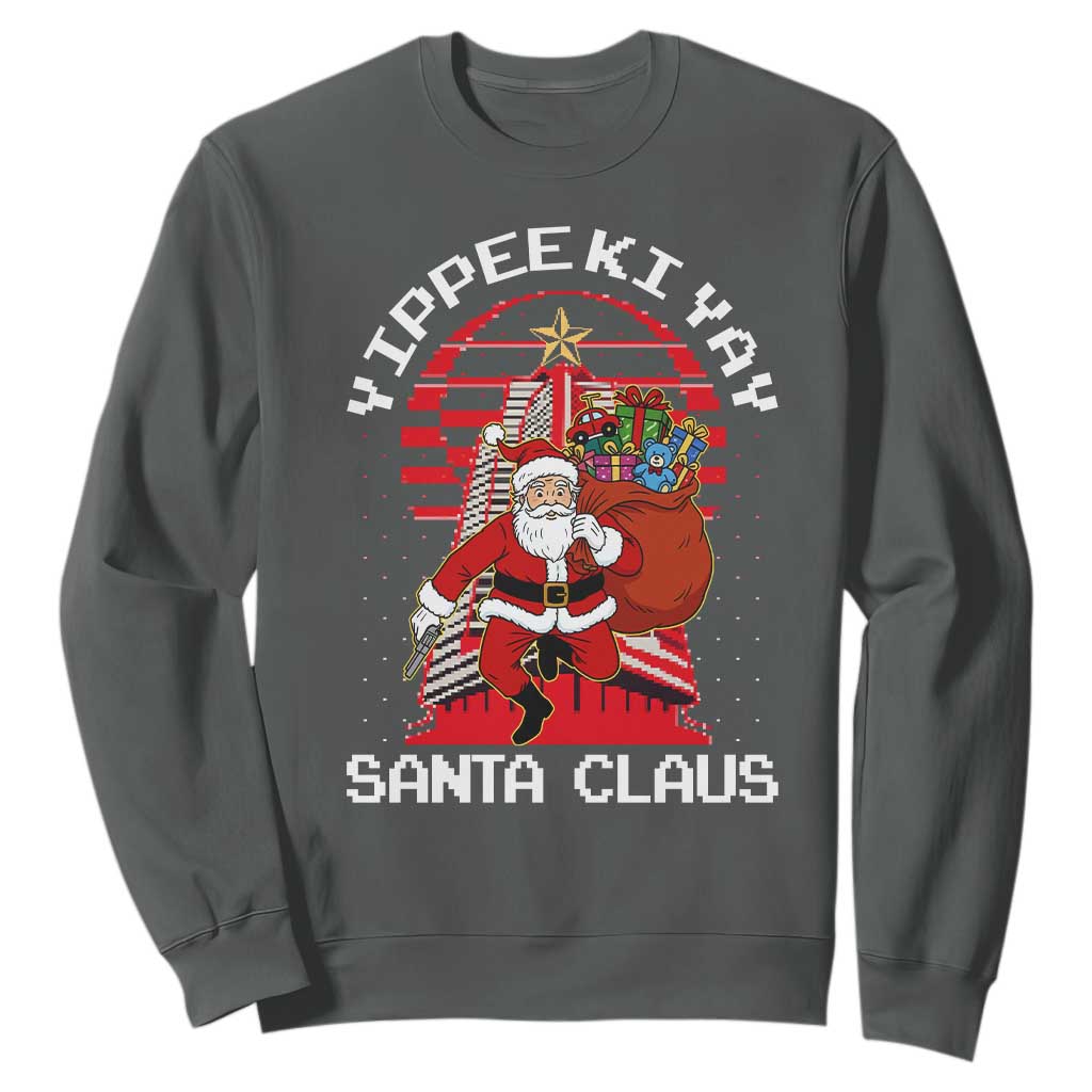 Nakatomi Plaza Christmas Sweatshirt Yippee Ki Yay Santa Claus TS14 Dark Heather Print Your Wear