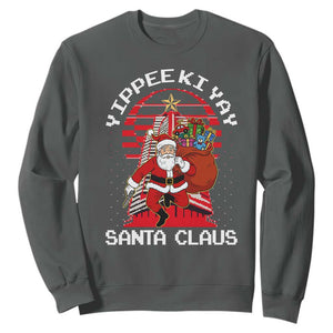 Nakatomi Plaza Christmas Sweatshirt Yippee Ki Yay Santa Claus TS14 Dark Heather Print Your Wear