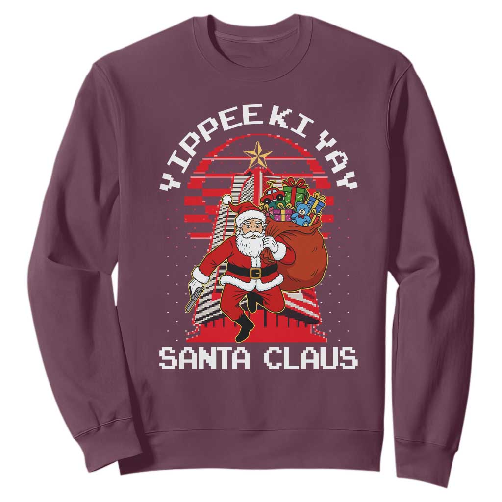 Nakatomi Plaza Christmas Sweatshirt Yippee Ki Yay Santa Claus TS14 Maroon Print Your Wear