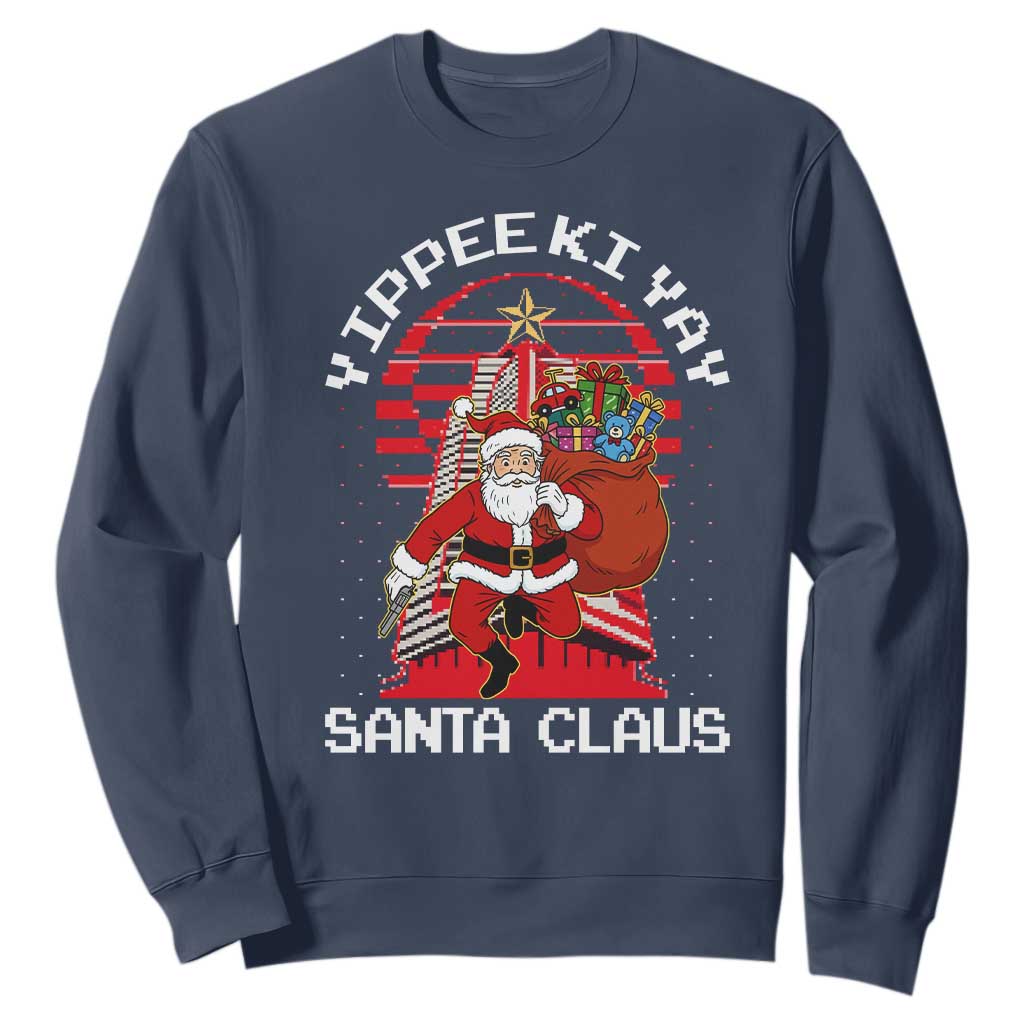 Nakatomi Plaza Christmas Sweatshirt Yippee Ki Yay Santa Claus TS14 Navy Print Your Wear