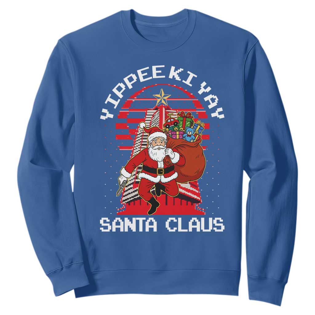 Nakatomi Plaza Christmas Sweatshirt Yippee Ki Yay Santa Claus TS14 Royal Blue Print Your Wear