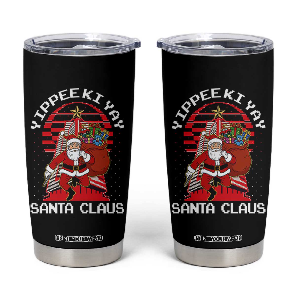 Nakatomi Plaza Christmas Tumbler Cup Yippee Ki Yay Santa Claus TS14 Black Print Your Wear