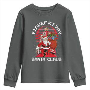 Nakatomi Plaza Christmas Youth Sweatshirt Yippee Ki Yay Santa Claus TS14 Dark Heather Print Your Wear