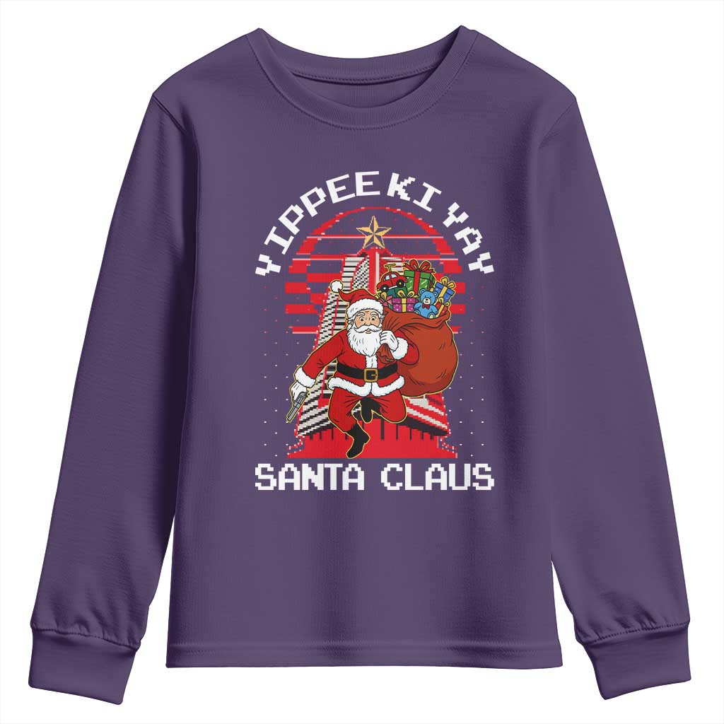 Nakatomi Plaza Christmas Youth Sweatshirt Yippee Ki Yay Santa Claus TS14 Purple Print Your Wear