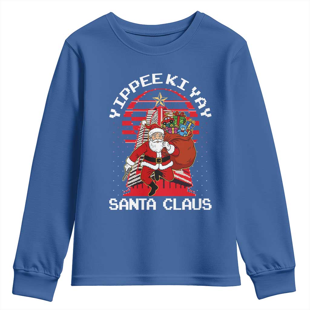 Nakatomi Plaza Christmas Youth Sweatshirt Yippee Ki Yay Santa Claus TS14 Royal Blue Print Your Wear