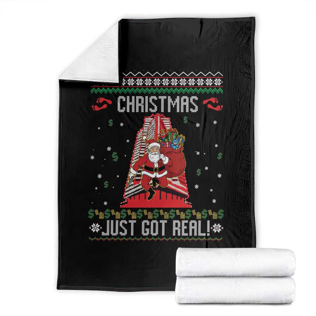 Nakatomi Plaza Christmas Throw Blanket Just Got Real TS14 Black Print Your Wear
