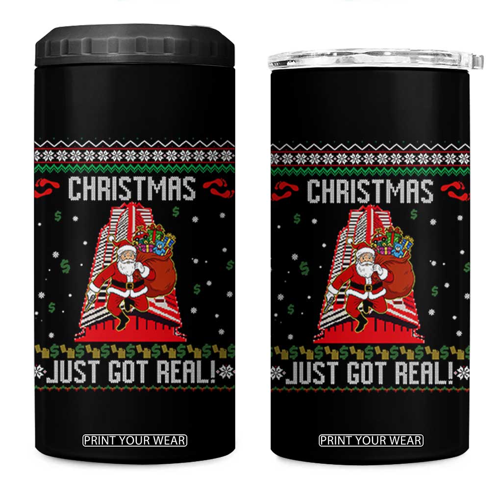 Nakatomi Plaza Christmas 4 in 1 Can Cooler Tumbler Just Got Real TS14 One Size: 16 oz Black Print Your Wear