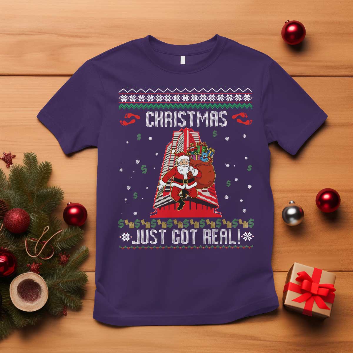 Nakatomi Plaza Christmas T Shirt Just Got Real TS14 Purple Print Your Wear