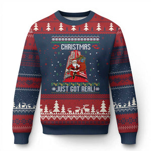 Nakatomi Plaza Xmas Ugly Christmas Sweater Just Got Real TS14 Navy Red Print Your Wear