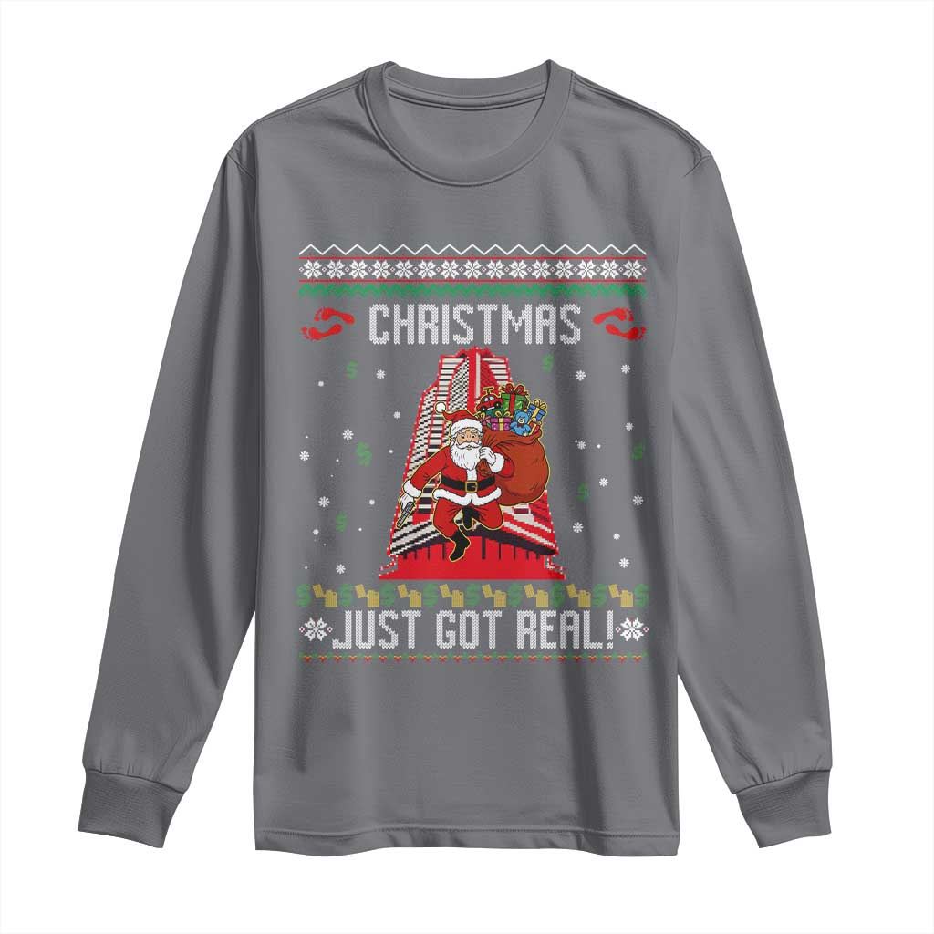 Nakatomi Plaza Christmas Long Sleeve Shirt Just Got Real TS14 Charcoal Print Your Wear